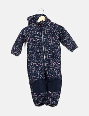 Blue floral print snow dive suit.