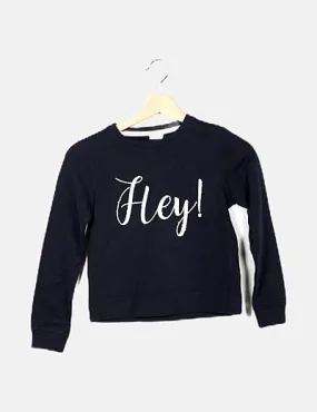 Navy Blue Sweatshirt with Studded Message