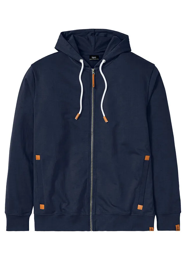 Navy Blue Hooded Sweatshirt Jacket