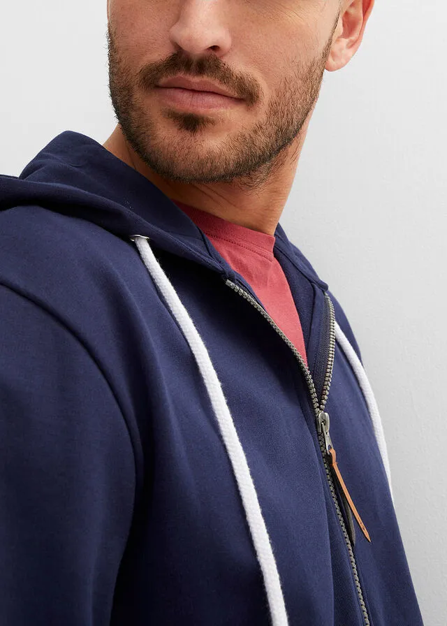 Navy Blue Hooded Sweatshirt Jacket