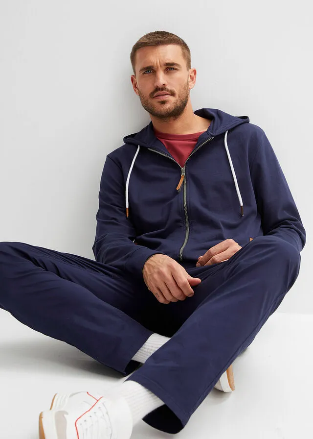 Navy Blue Hooded Sweatshirt Jacket