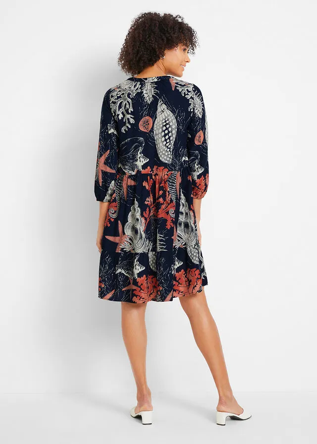 Navy Blue Printed Dress