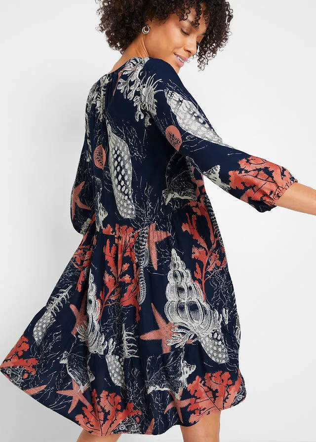 Navy Blue Printed Dress