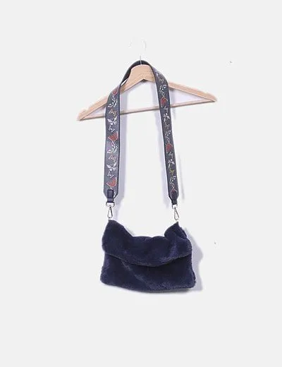 Blue Plush Bag with Butterfly Handle