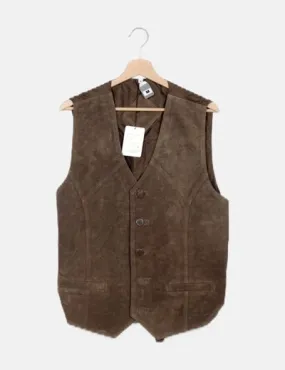 NoName Green Vest with Leather Accents