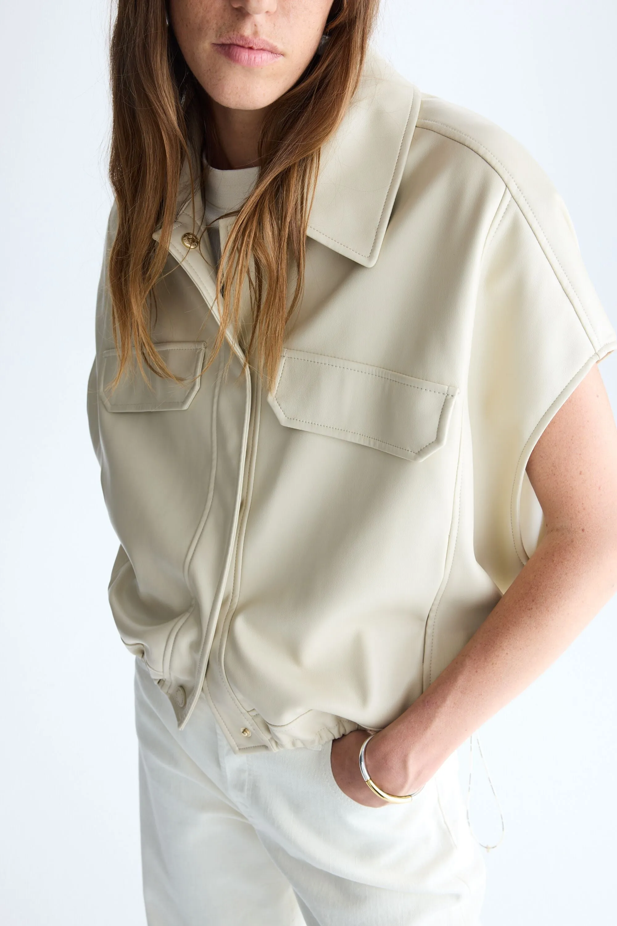 Oversize Eco Leather Short Vest