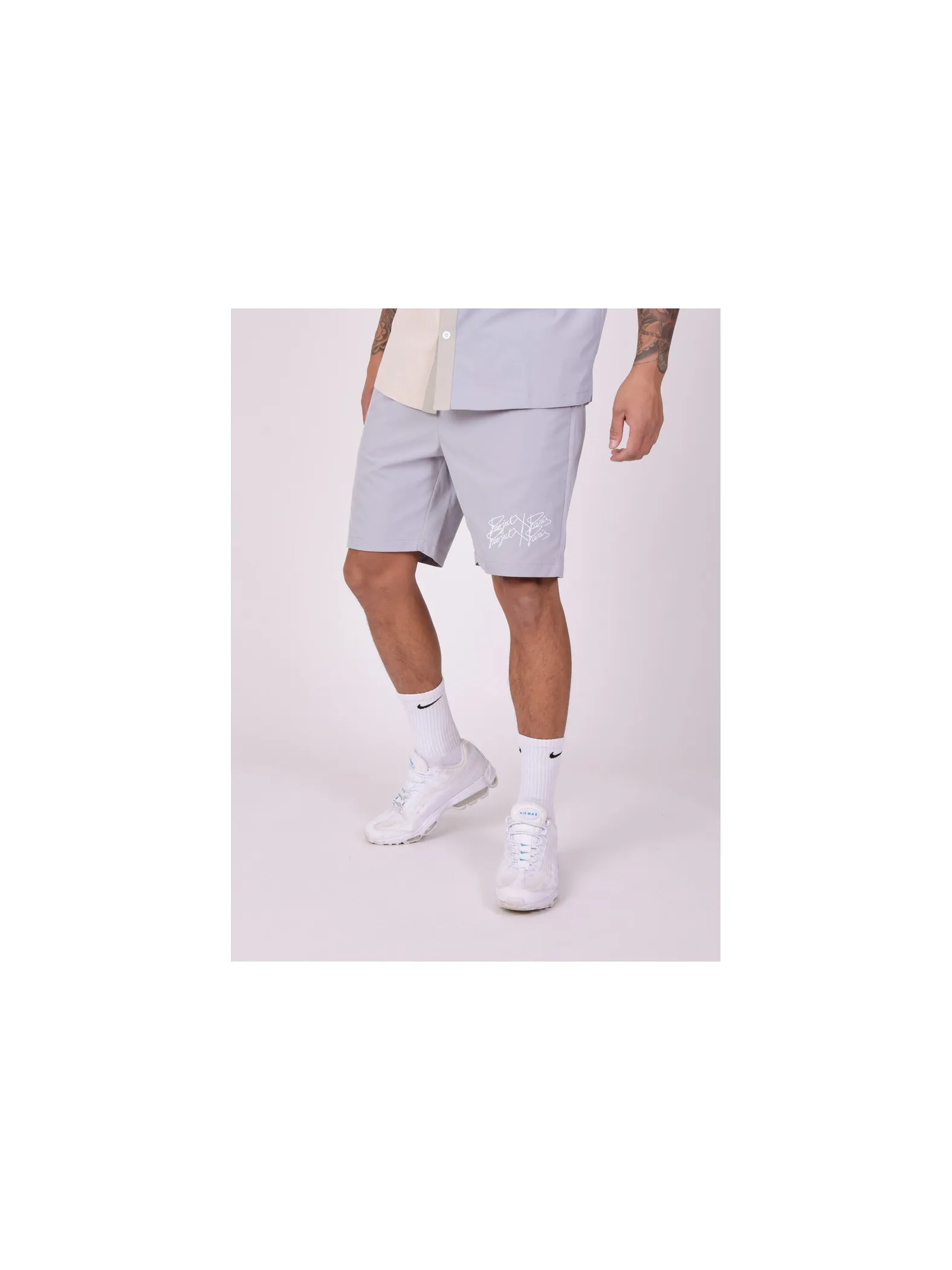 Plain Shorts with Double Embroidered Logo