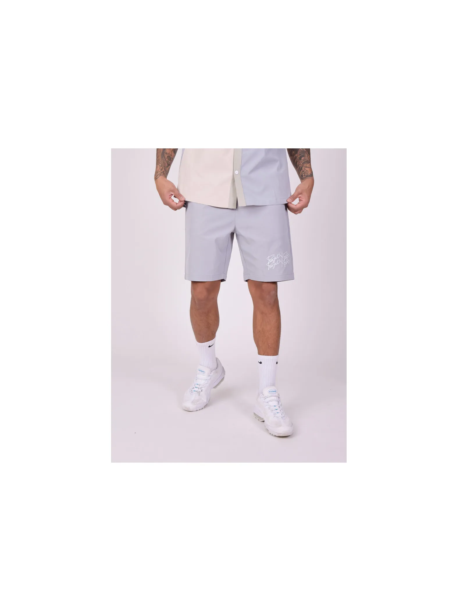 Plain Shorts with Double Embroidered Logo