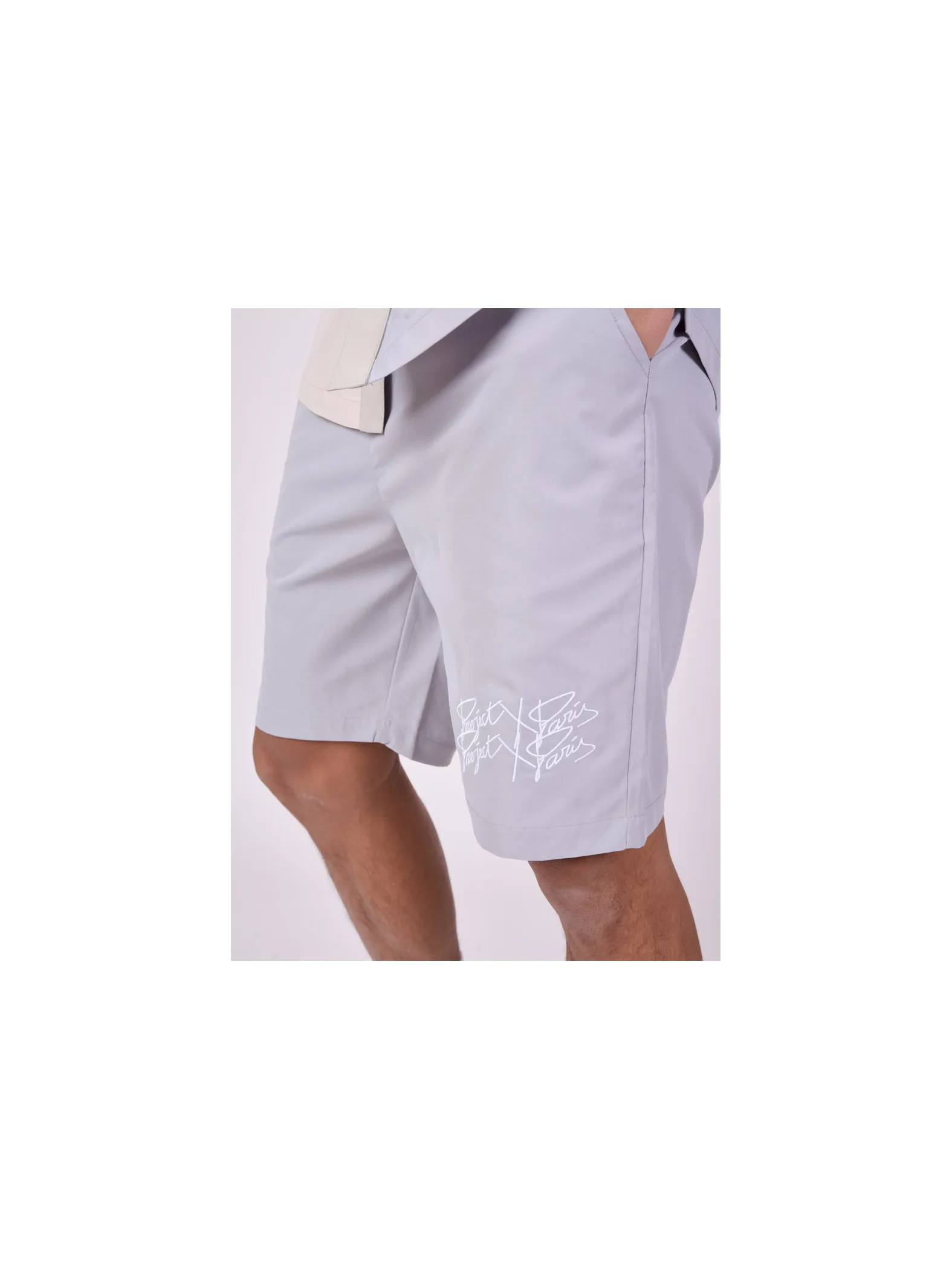 Plain Shorts with Double Embroidered Logo