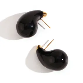 Black Drop Stainless Steel Earrings