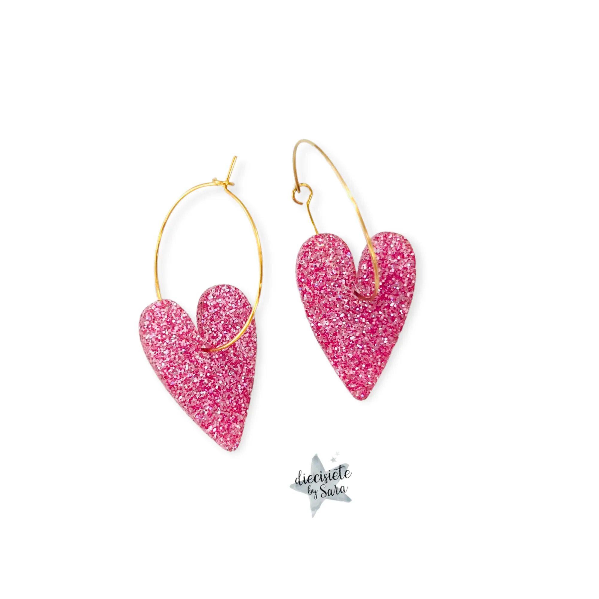 Rose Glitter Hoop Earrings