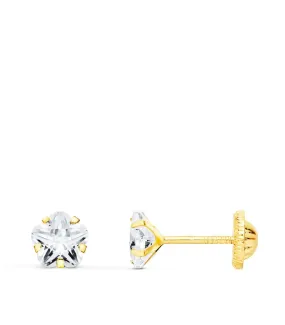 18K Gold Baby Earrings with 5mm Cubic Zirconia - Millie