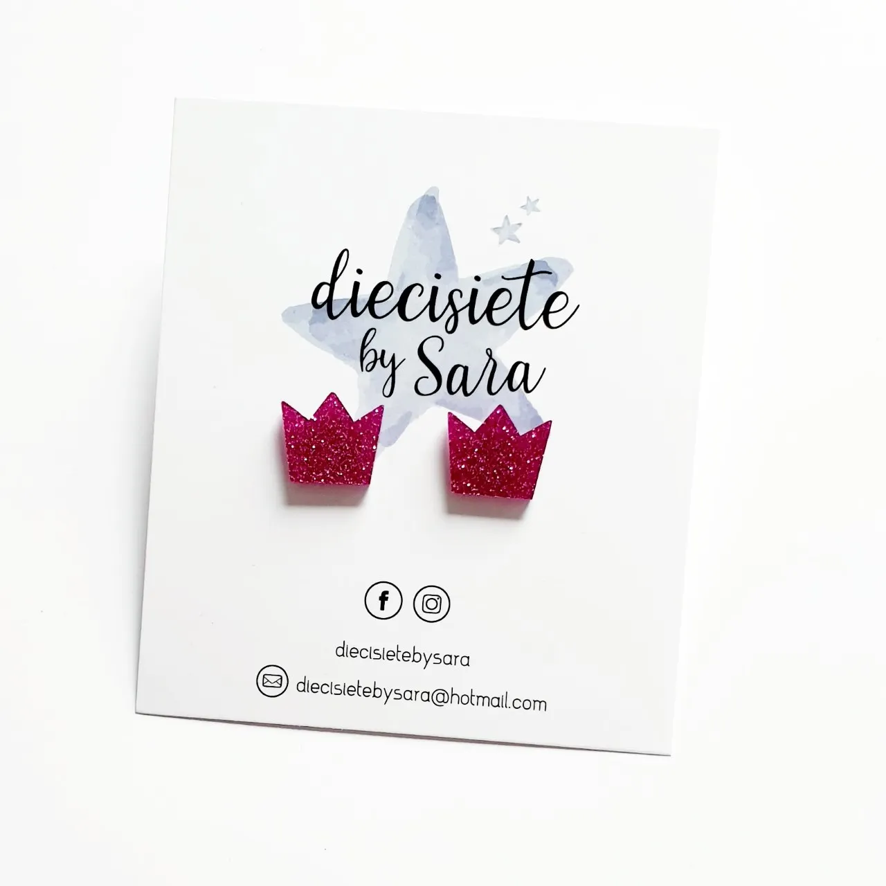 Pink Glitter Crown Earrings