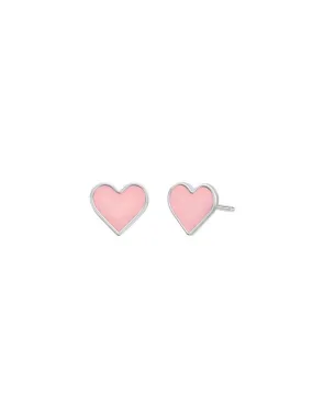 Silver Heart Pink Earrings D02401/AE