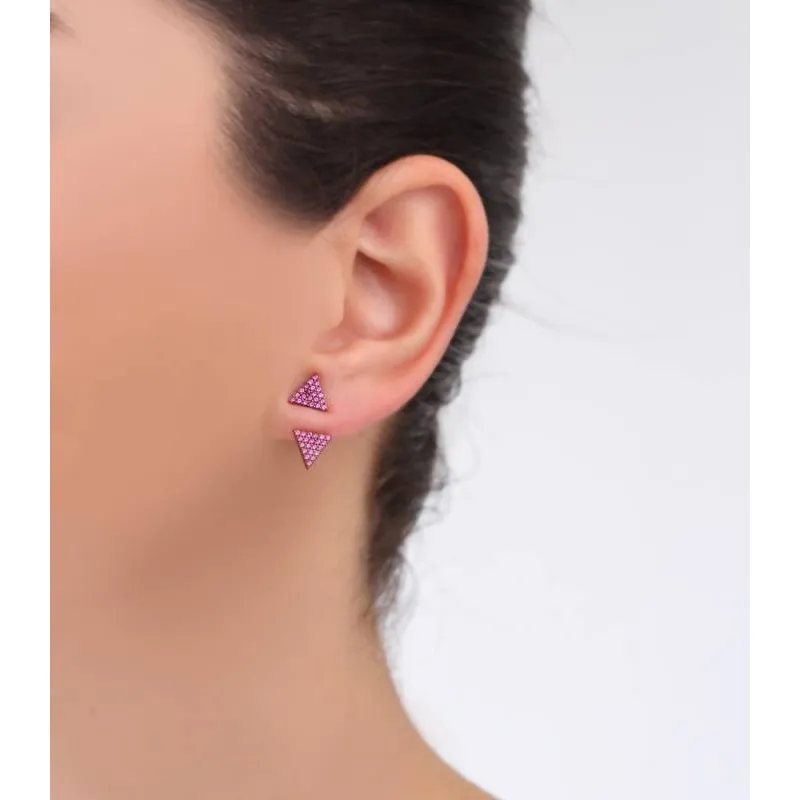 Pink Triangle Earrings Emphasis