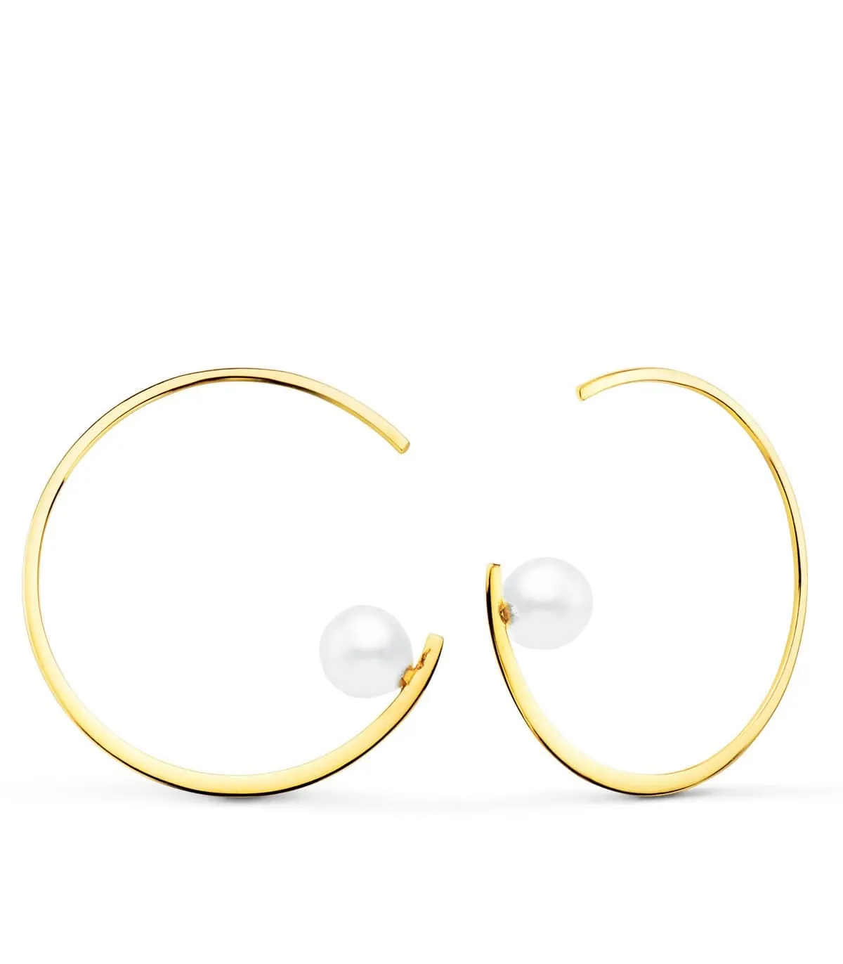 18K Gold Pearl Hoop Sand Earrings