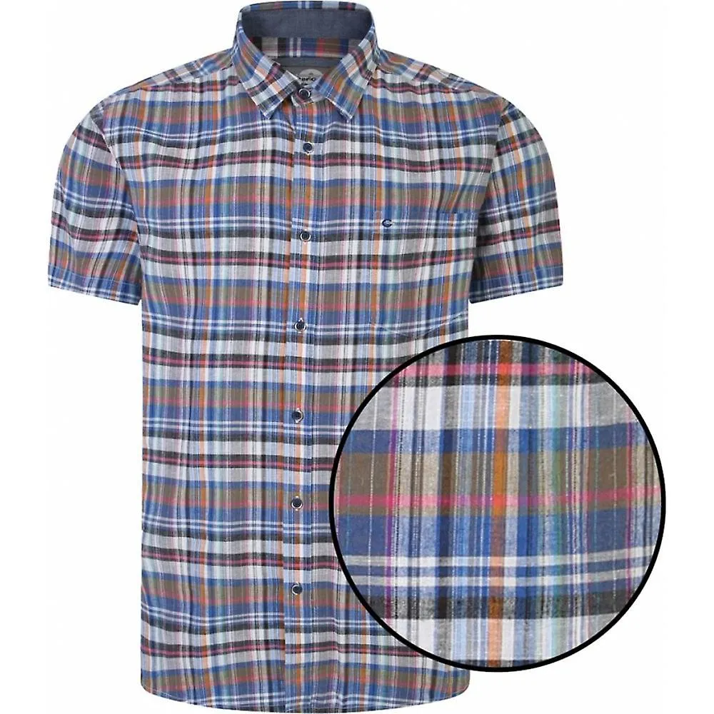 Peter Gribby Men's Large Linen Check Short Sleeve Casual Shirt.