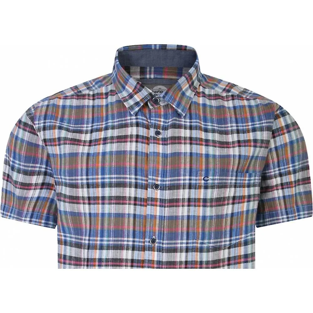 Peter Gribby Men's Large Linen Check Short Sleeve Casual Shirt.