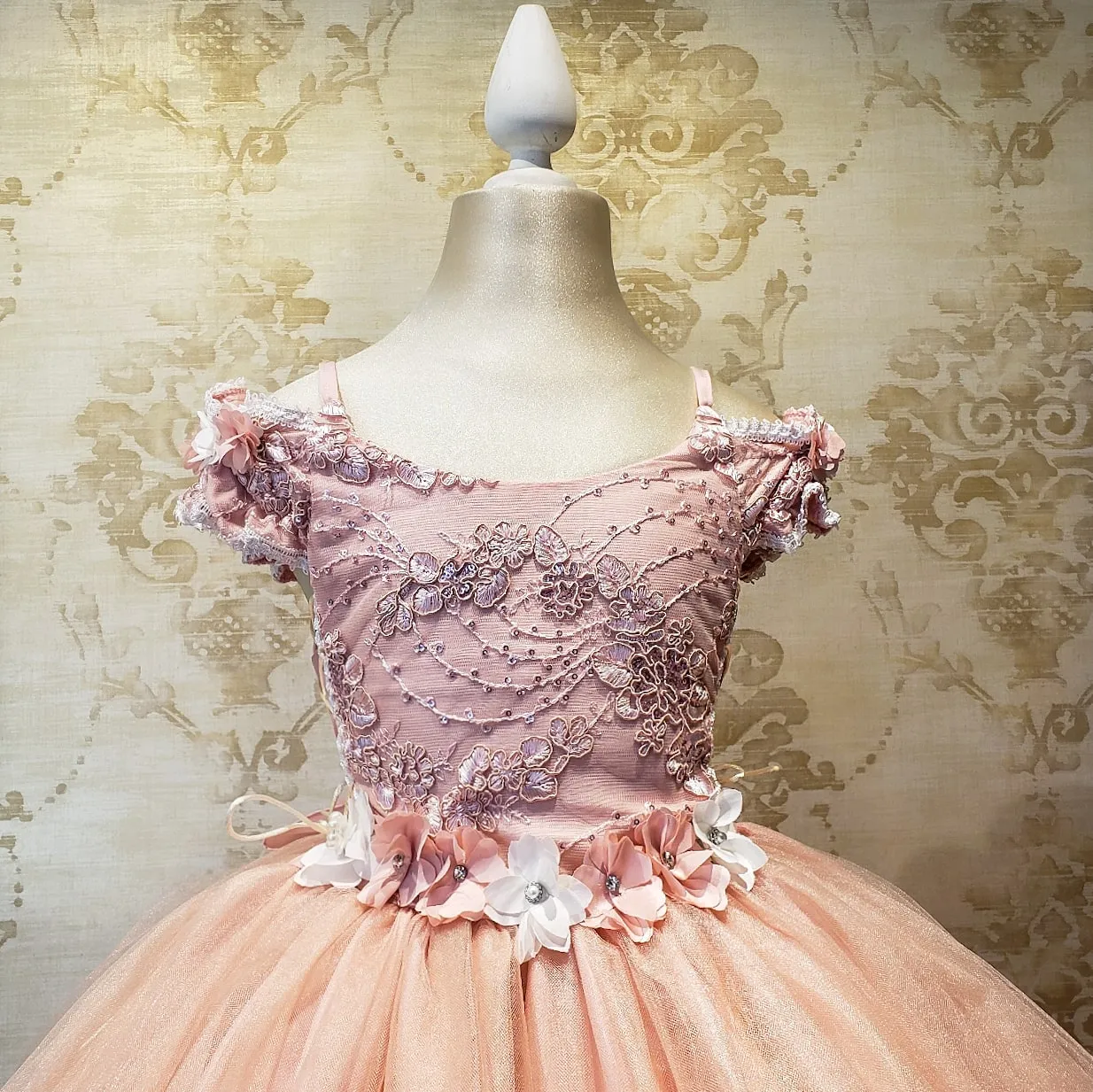 Pink Pastel Party Dress with Flower Pattern Sizes 10 to 12 Years.