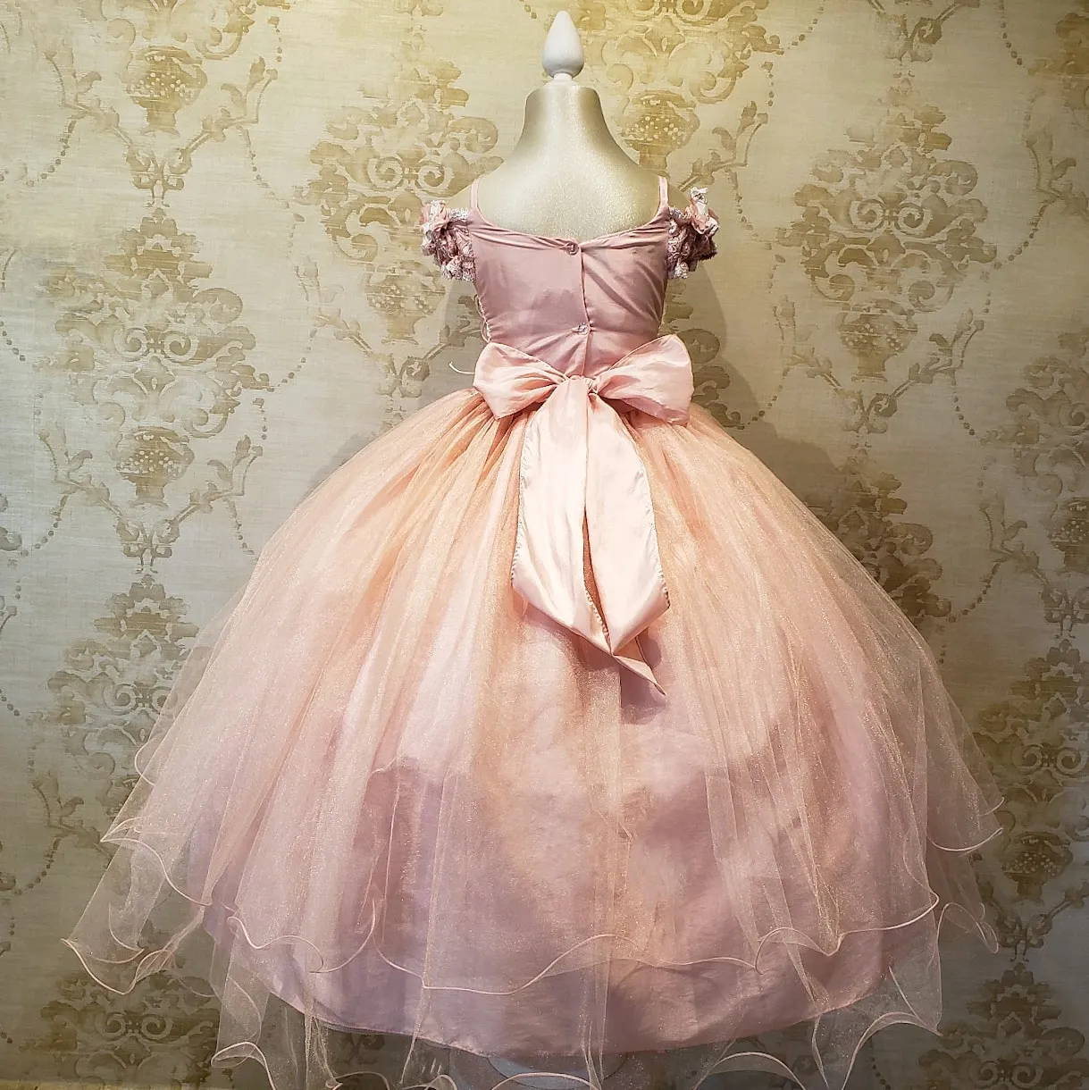 Pink Pastel Party Dress with Flower Pattern Sizes 10 to 12 Years.