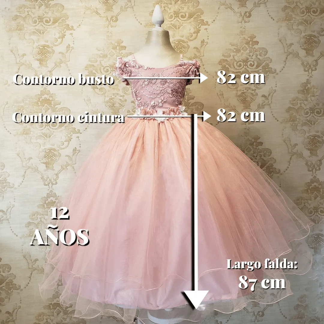 Pink Pastel Party Dress with Flower Pattern Sizes 10 to 12 Years.