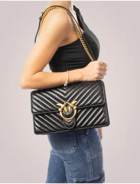 Pinko Love Classic Chevron Bolso Mujer Negro