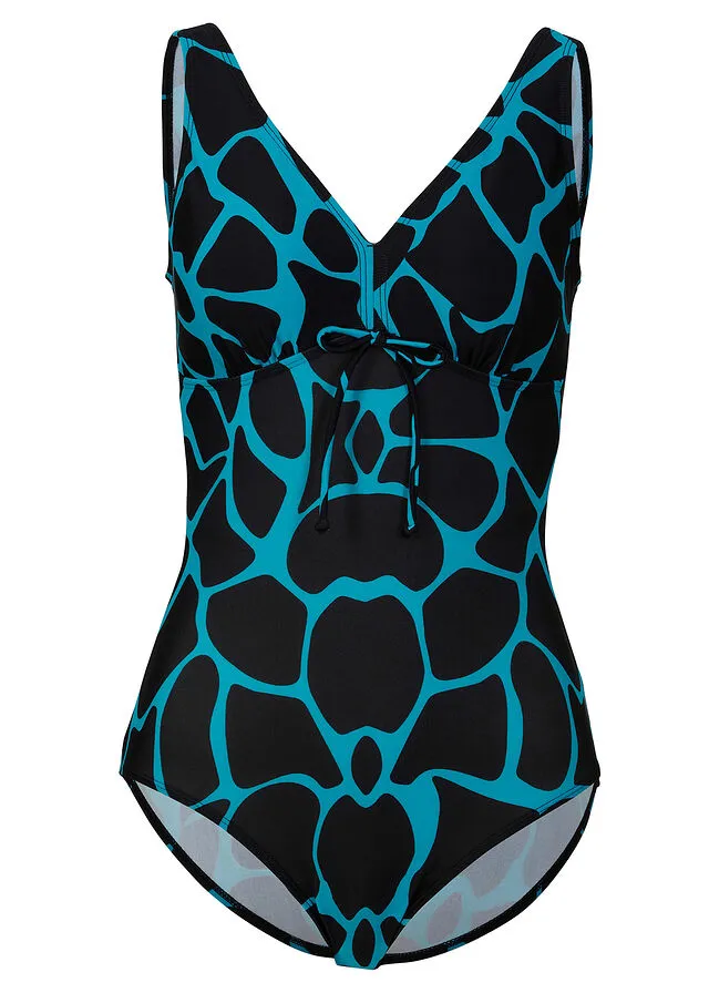 Recycled Black/Turquoise Snake Print Polyamide Swimsuit.