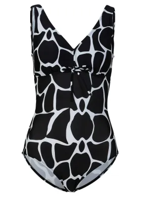 Recycled polyamide snake print black-white swimsuit