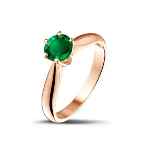 Red Gold Round Emerald Solitaire Ring