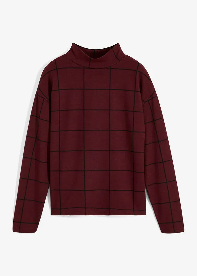 Red Hazelnut/Black Plaid Turtleneck Sweatshirt.