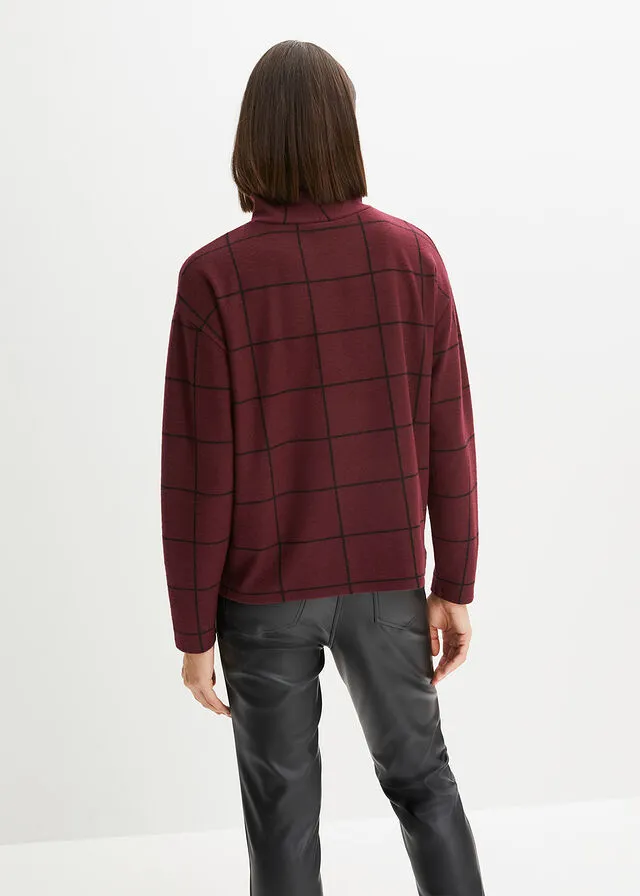 Red Hazelnut/Black Plaid Turtleneck Sweatshirt.