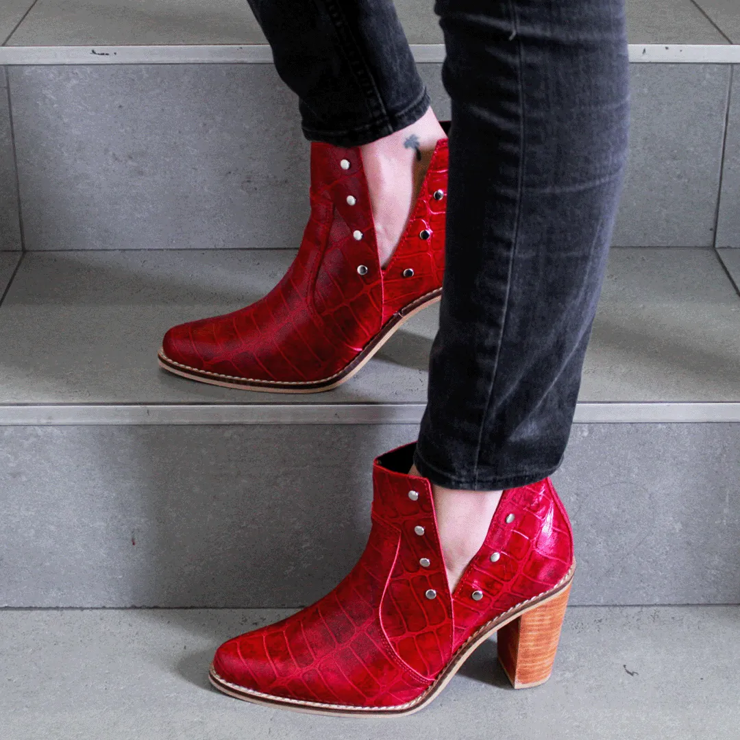 Red Vienna Leather Boot Texture