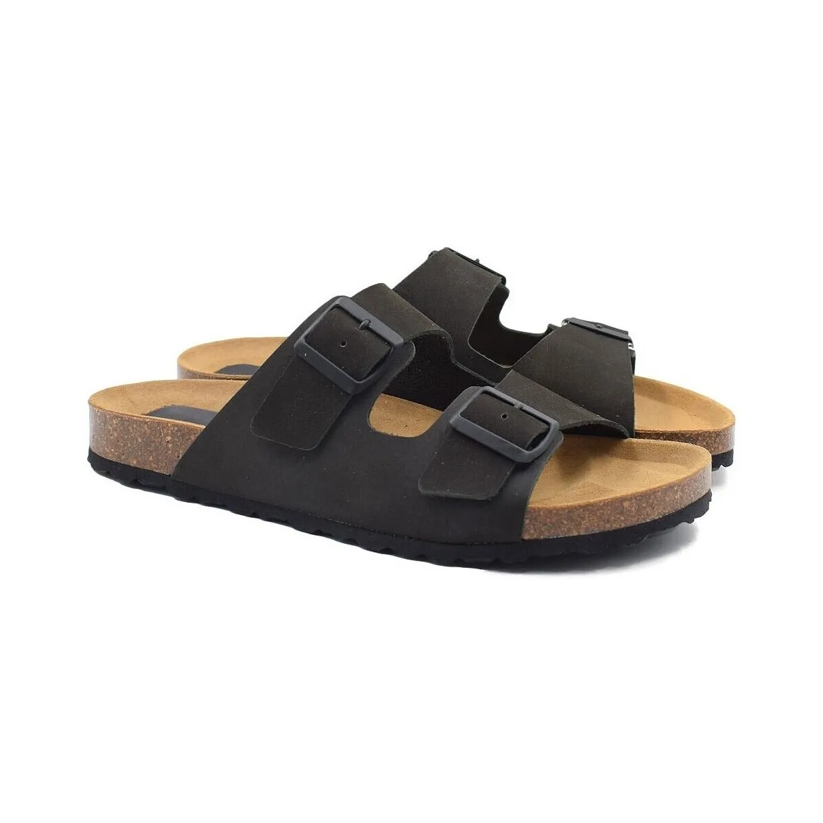 Black eco-friendly leather sandals by Bio Eco.