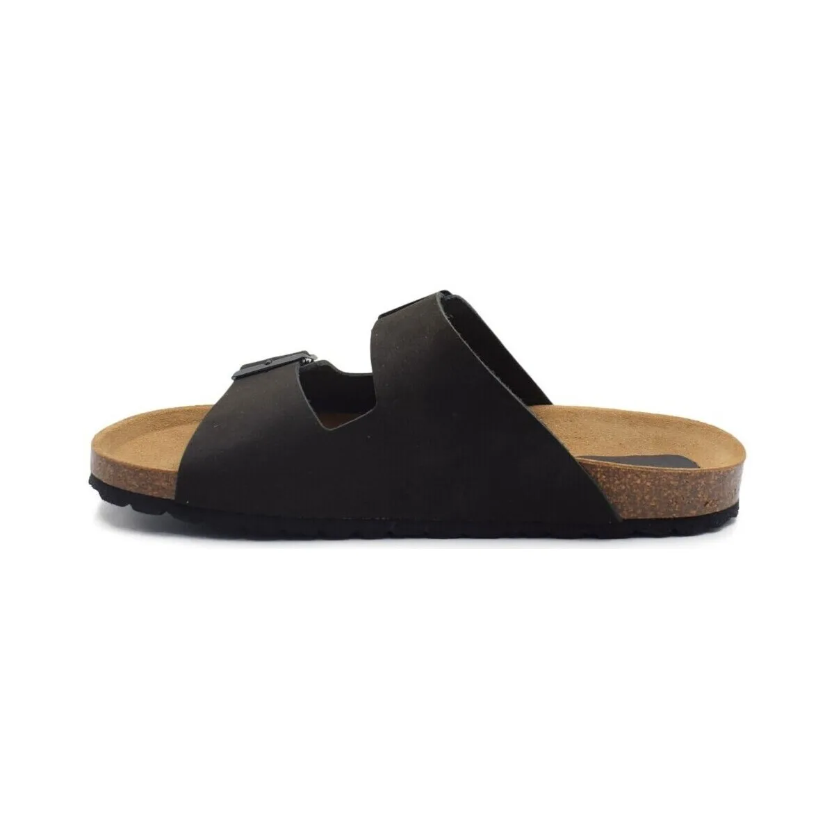 Black eco-friendly leather sandals by Bio Eco.