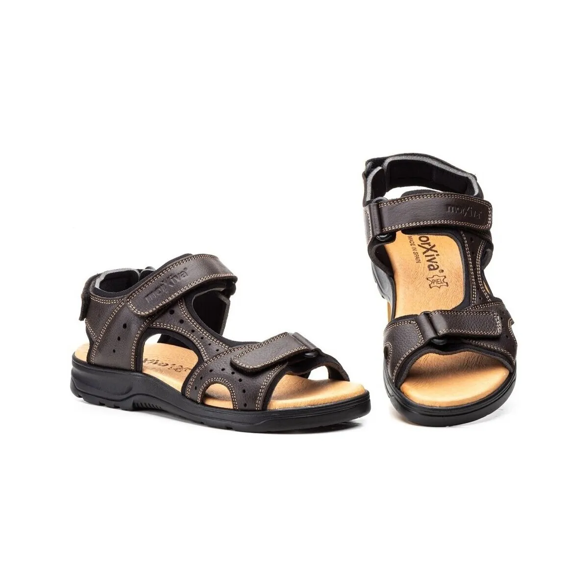 Morxiva Men's Brown Leather Sandals