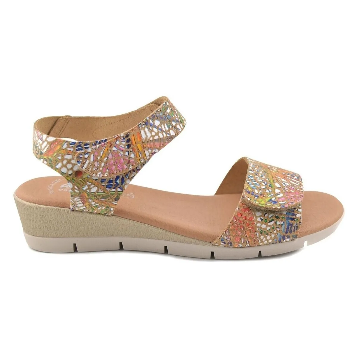 Multicolor Leather Wedge Sandals by