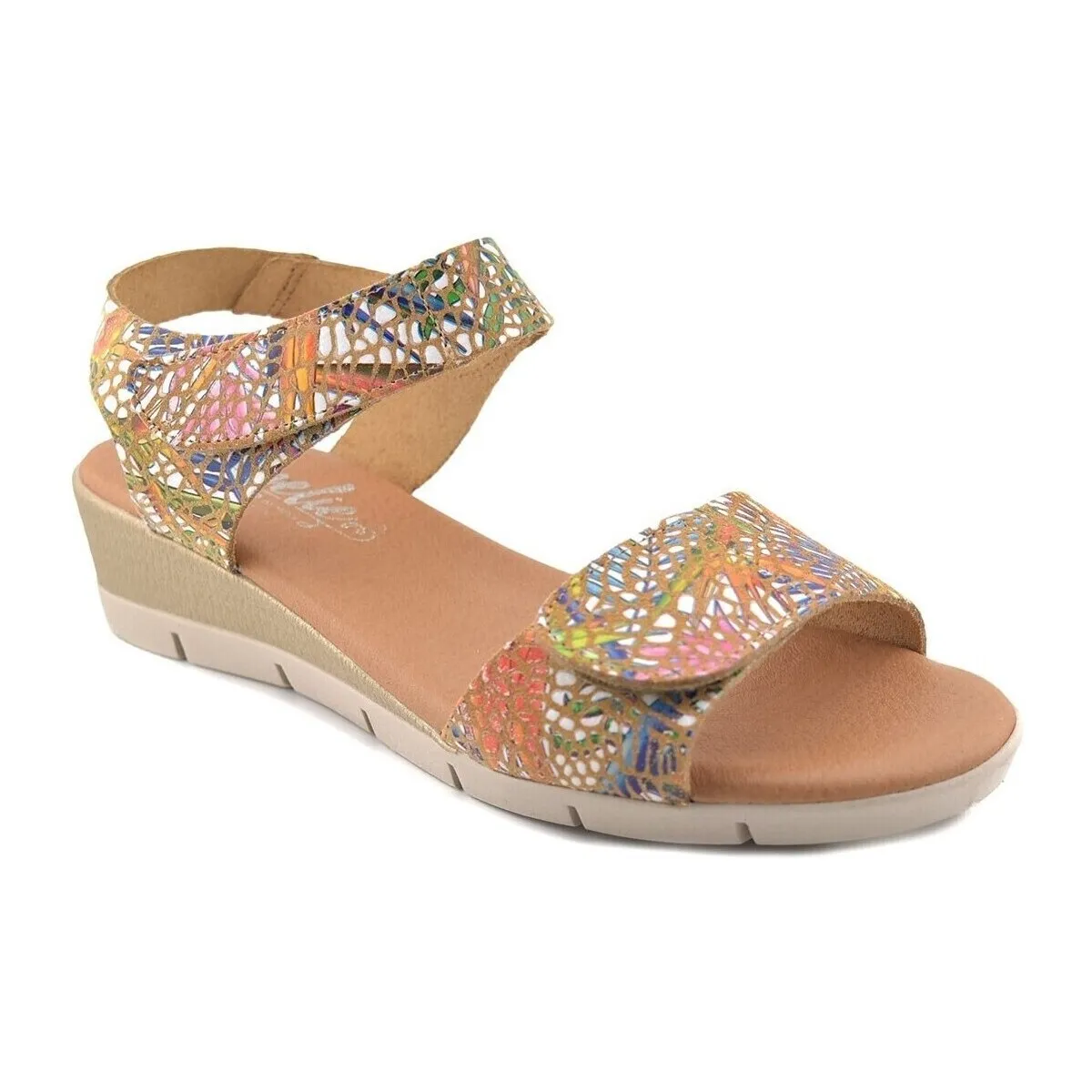 Multicolor Leather Wedge Sandals by