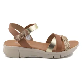 Brown and Gold Leather Sandals by CBP