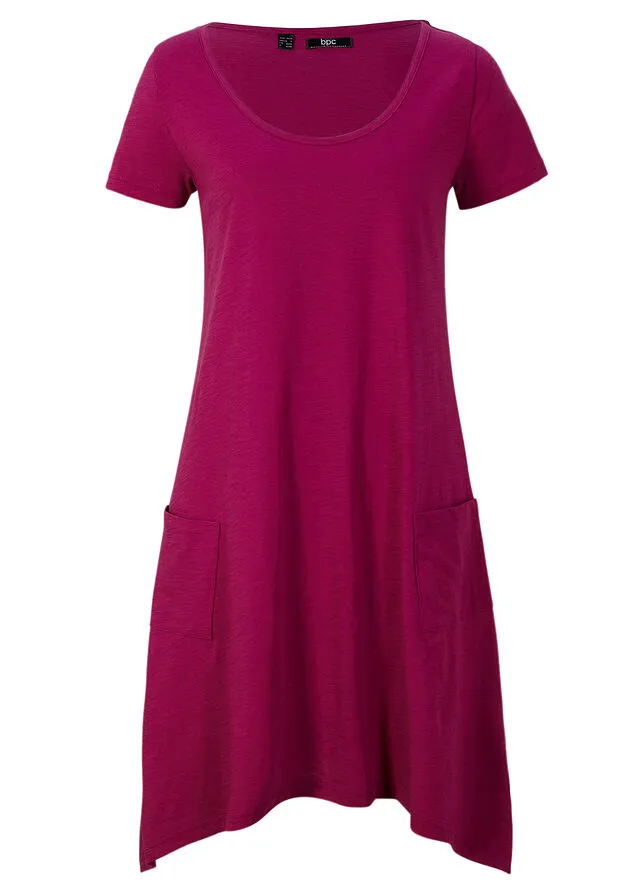 Short Cotton Shirt Dress in Violet Flame Thread