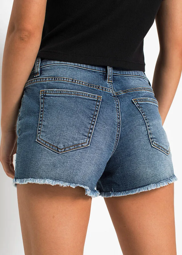 Short denim shorts with embroidery Denim