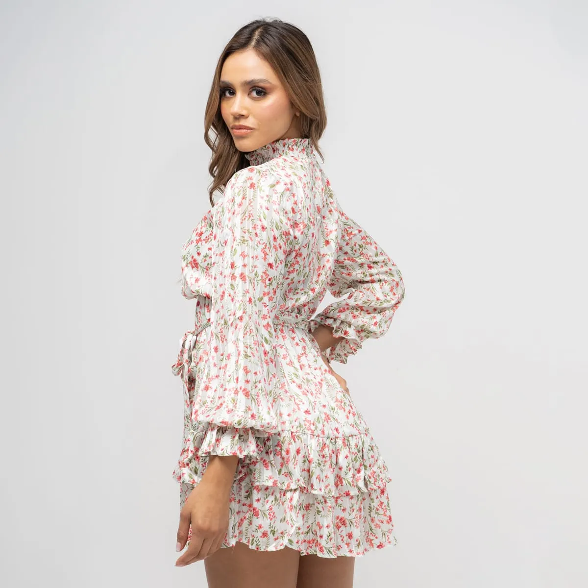 Short Long Sleeve Flower Dress