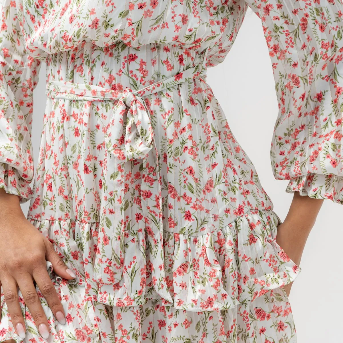 Short Long Sleeve Flower Dress