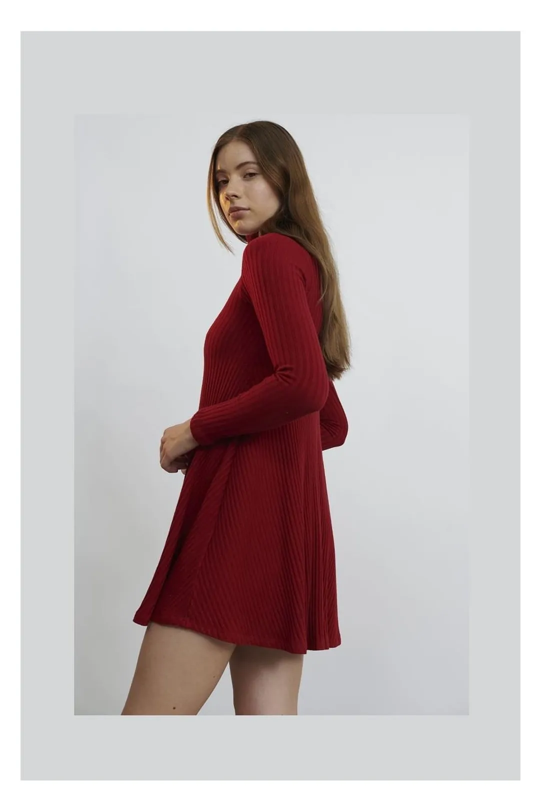 Short Ribbed Teresa Red Dress