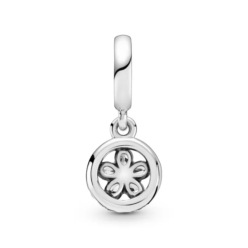 Sterling Silver Snowflake Charm Pendant Shiny Circular