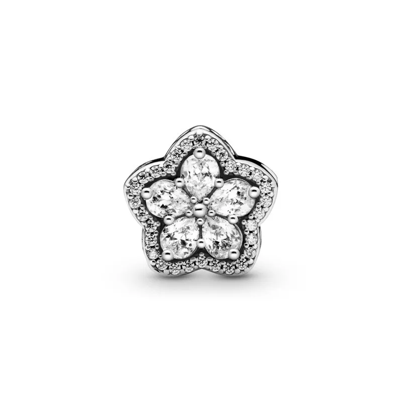 Sterling Silver Snowflake Charm with Sparkling Pavé