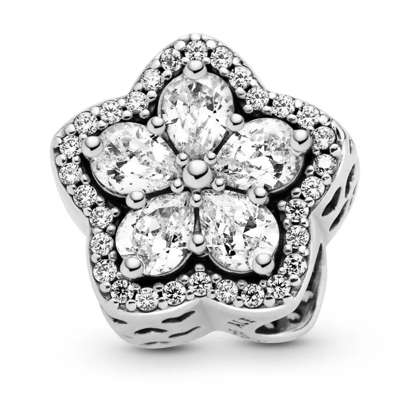 Sterling Silver Snowflake Charm with Sparkling Pavé