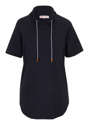 Navy Blue Oversized Long Sweatshirt with Half Sleeves