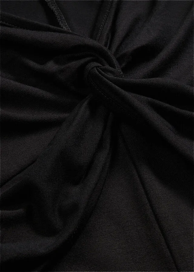 Sustainable Black Viscose Knit Dress.