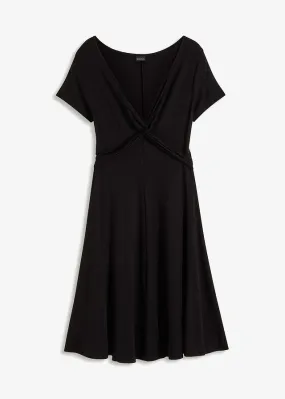 Sustainable Black Viscose Knit Dress.