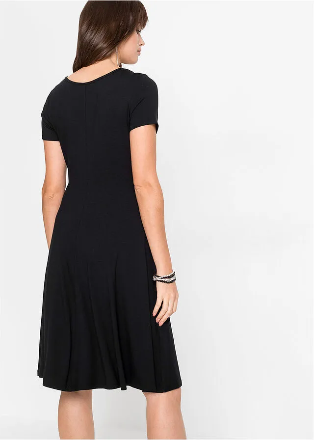 Sustainable Black Viscose Knit Dress.